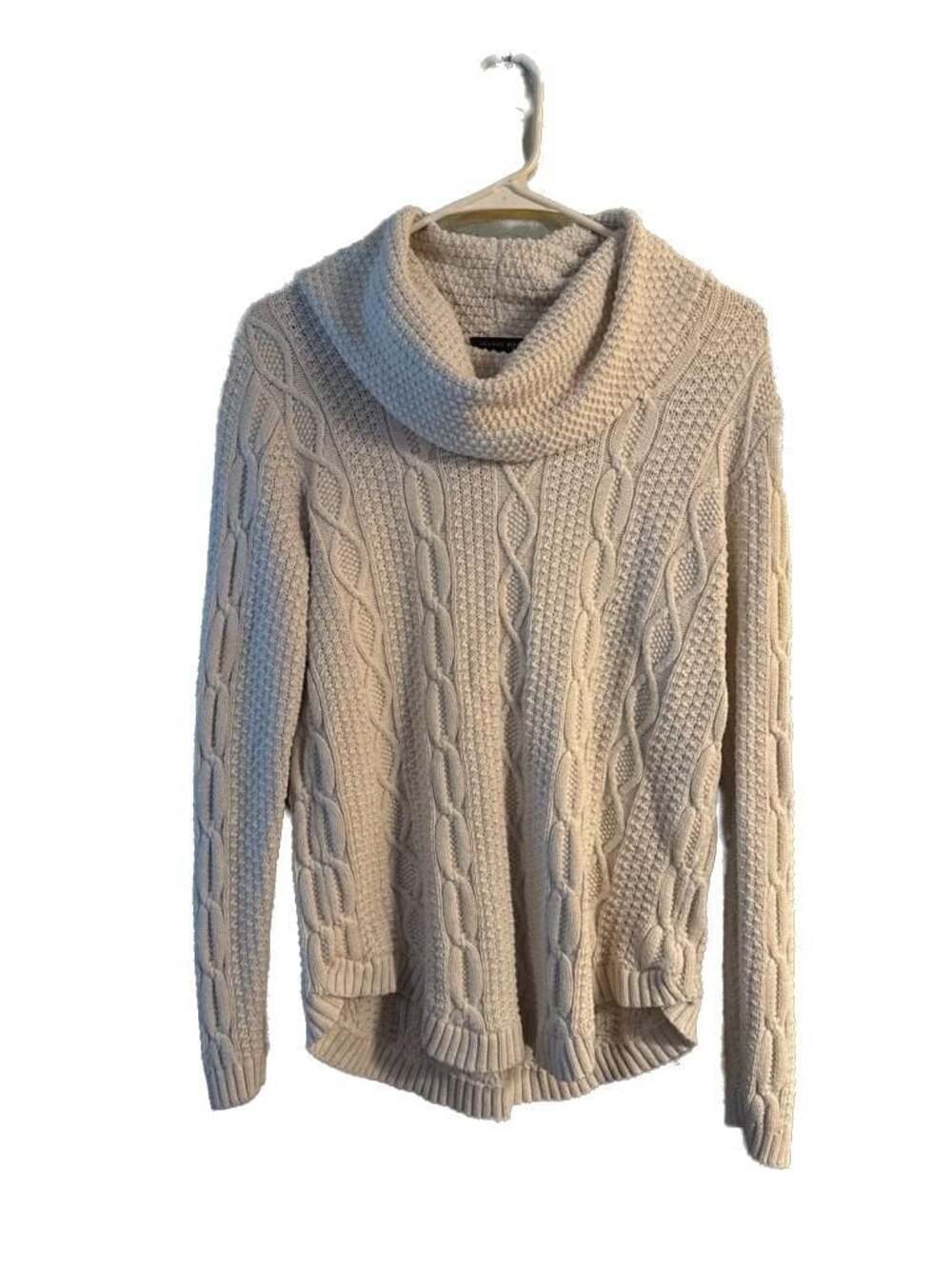 Jeanne Pierre Cream Cable Knit Cowl Neck Sweater Size M